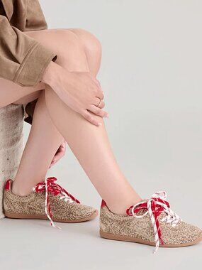 Dolce Vita Laini Camel Suede Leather Lace-Up Sneakers